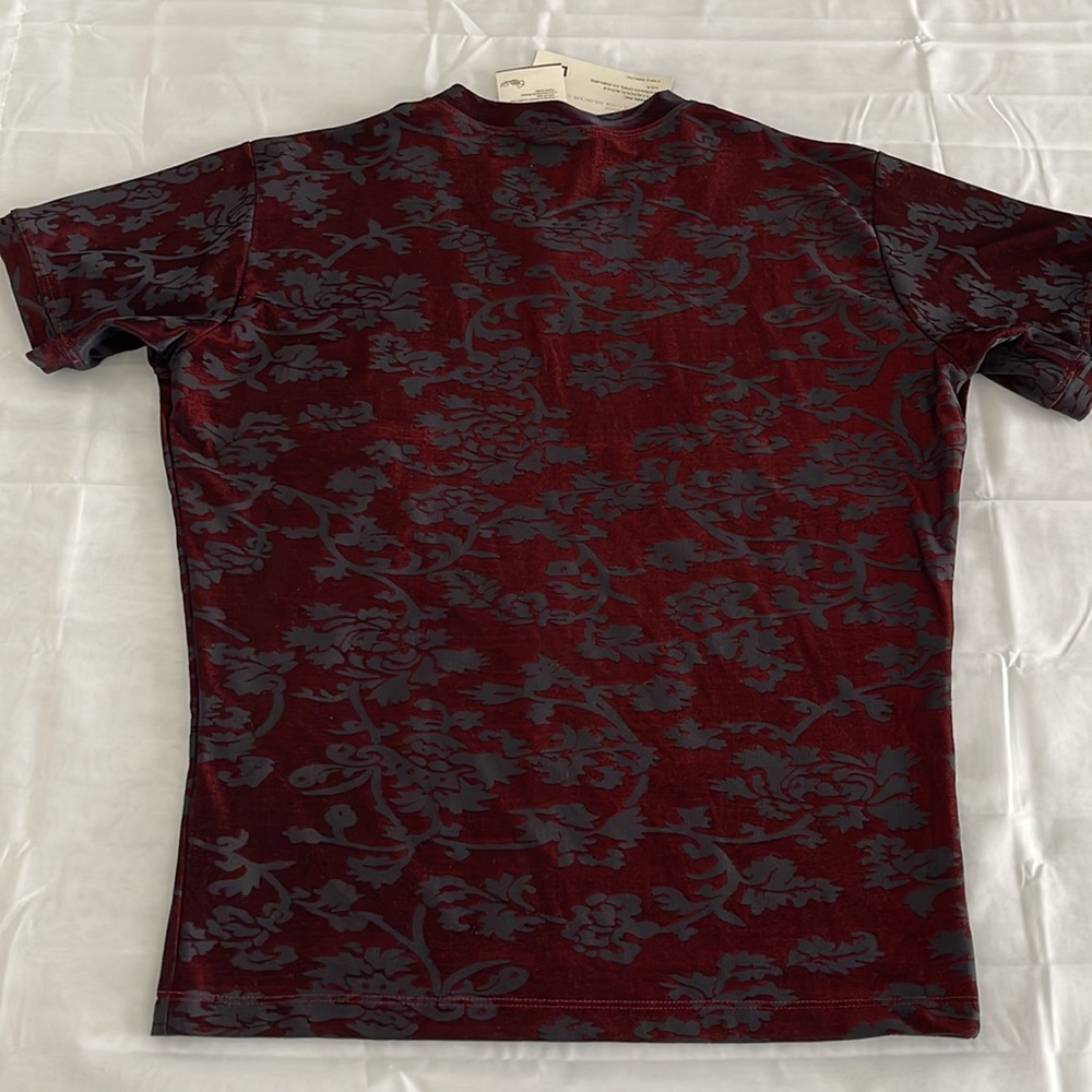 Vintage Greg Parry Mens Damask Fitted V-neck Shirt Sz L - Picture 12 of 13